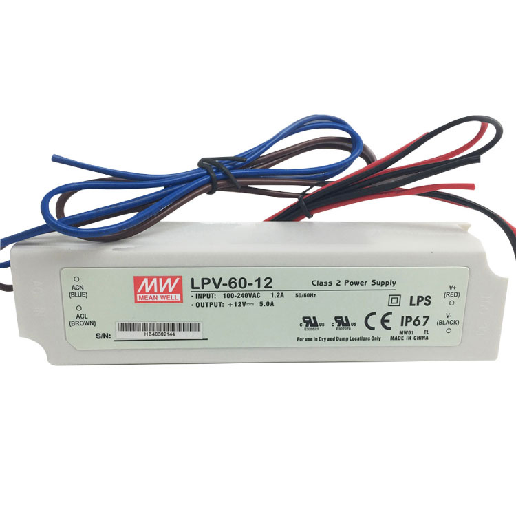 Fuente Switching MEANWELL 12V 5A 60W, 90-264VAC Exterior IP67