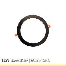 Panel LED Redondo Negro de 17cm, 12W 960lm Cálido, de empotrar
