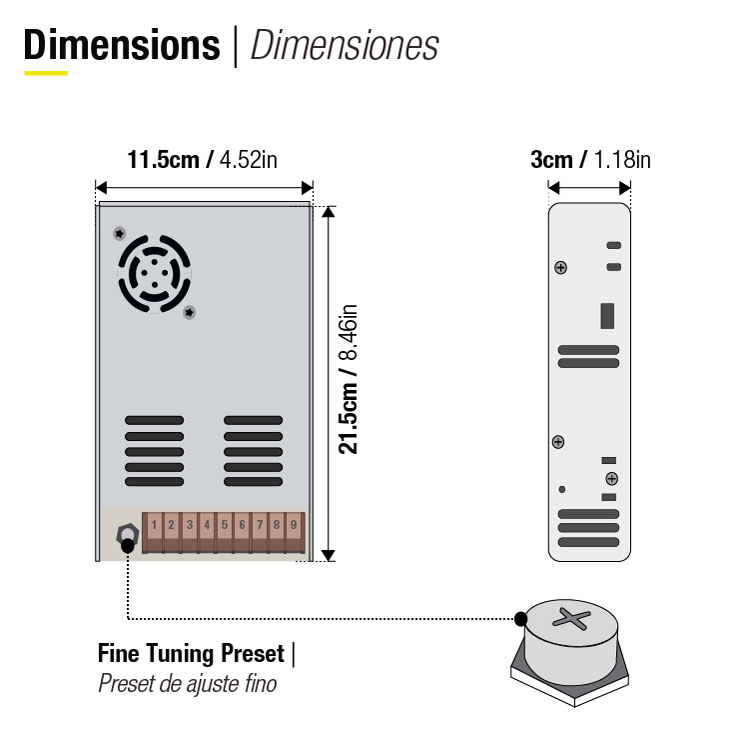 Fuente de Alimentación 350W 24V 14,5A Mean-well c/ventilador INTERIOR