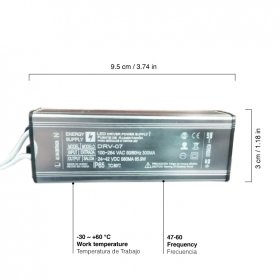 Driver, DC 24-42V 8-12 LEDs x 3W 580mA, Entrada: AC 100-265V