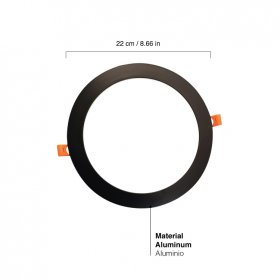 Panel LED Redondo Negro de 22.3cm 18W 1230lm Neutro, de empotrar
