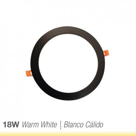 Panel LED Redondo Negro de 22.3cm 18W 1440lm Cálido, de empotrar