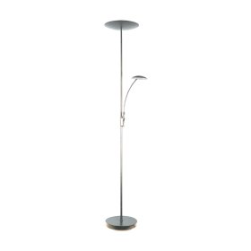 Lámpara de Pie LED con Luz de Lectura Dimerizable Níquel satinado Ø290x30mm 25W Blanco Cálido 3000K 