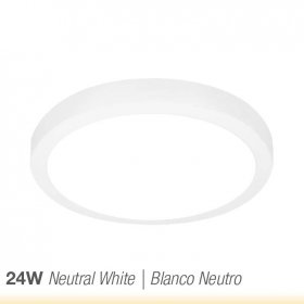 Plafón LED redondo blanco de 30cm, 24W 1920lm Neutro, de aplicar
