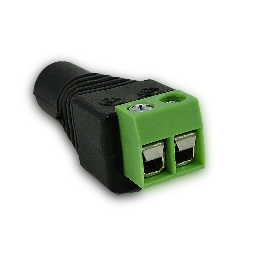 Conector Jack Hembra con Bornera. MAx 12v3amps. 24v1.5amp