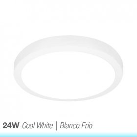 Plafón LED redondo blanco de 30cm, 24W 1920lm Frío, de aplicar