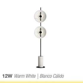 Lámpara de pie 12W, Negro Mate, Blanco Cálido 3000K 744lm, D-30cm