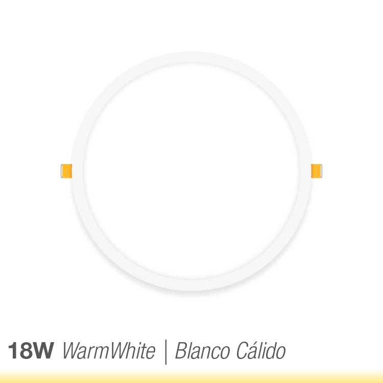 Panel LED redondo blanco de 22cm, 18W 1500lm Cálido, de empotrar