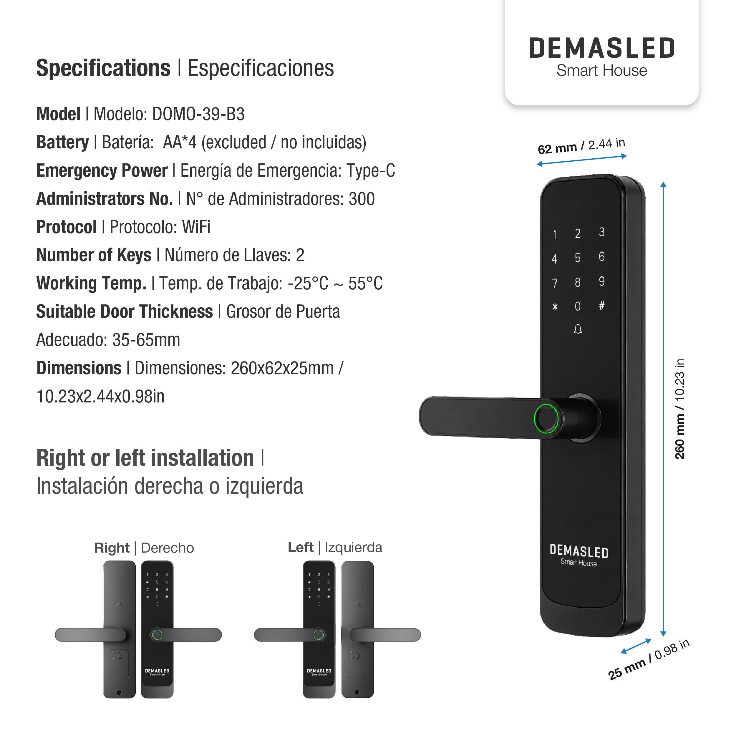 Cerradura Biométrica Smart WIFI 