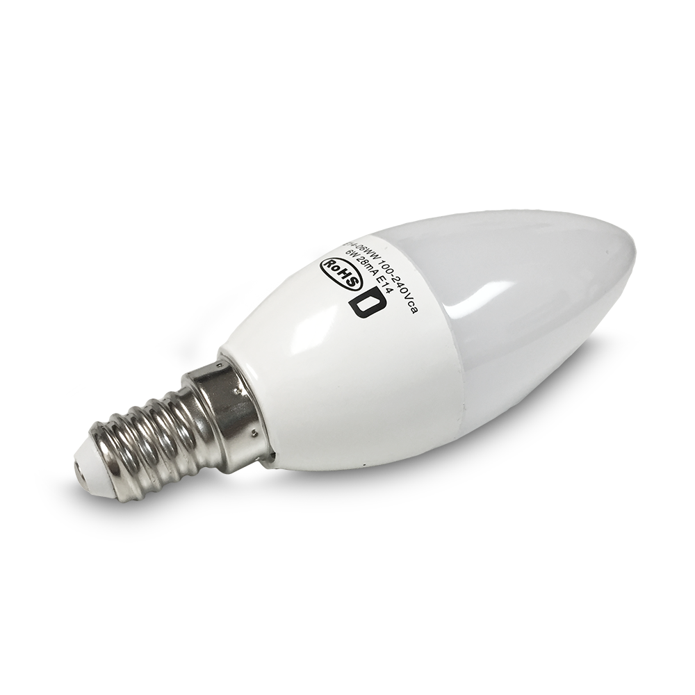 Bombilla E14 C37 vela 6W Blanco frío