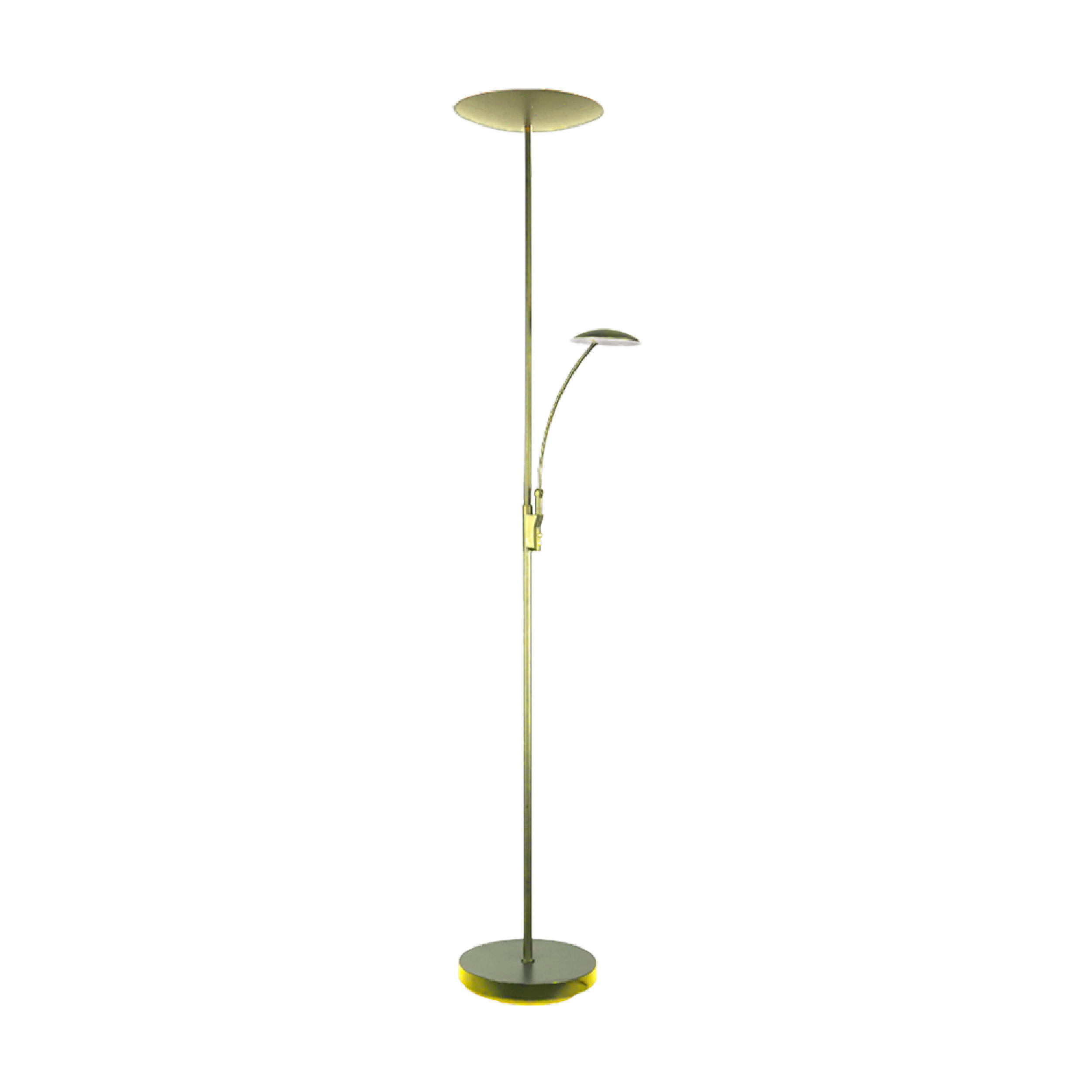 Lámpara de Pie LED con Luz de Lectura Dimerizable Bronce Ø290x30mm 25W Blanco Cálido 3000K 1800mm