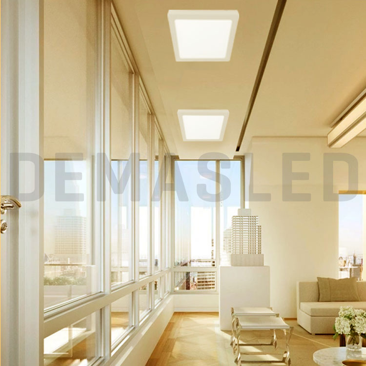 Plafón LED cuadrado de 30x30cm, 24W 1920lm blanco Cálido, aplicar
