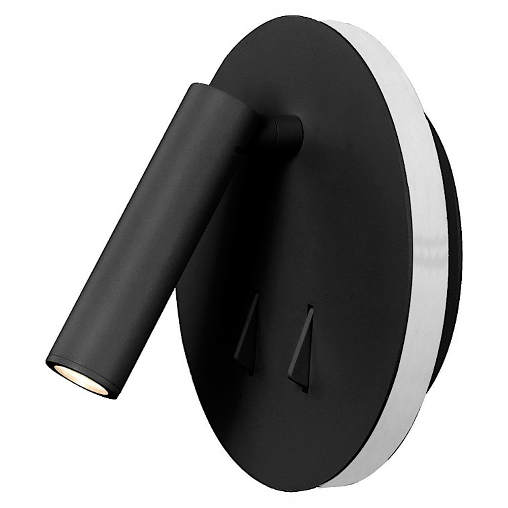 Aplique lector 3W + 6W negro Cayman