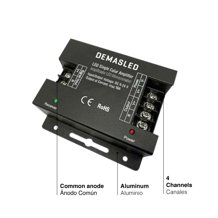 Amplificador alta velocidad, 5-24V 80-384W 16A
