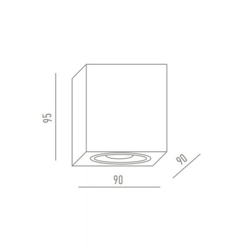 Plafón orientable cúbico blanco mate 90x90mm