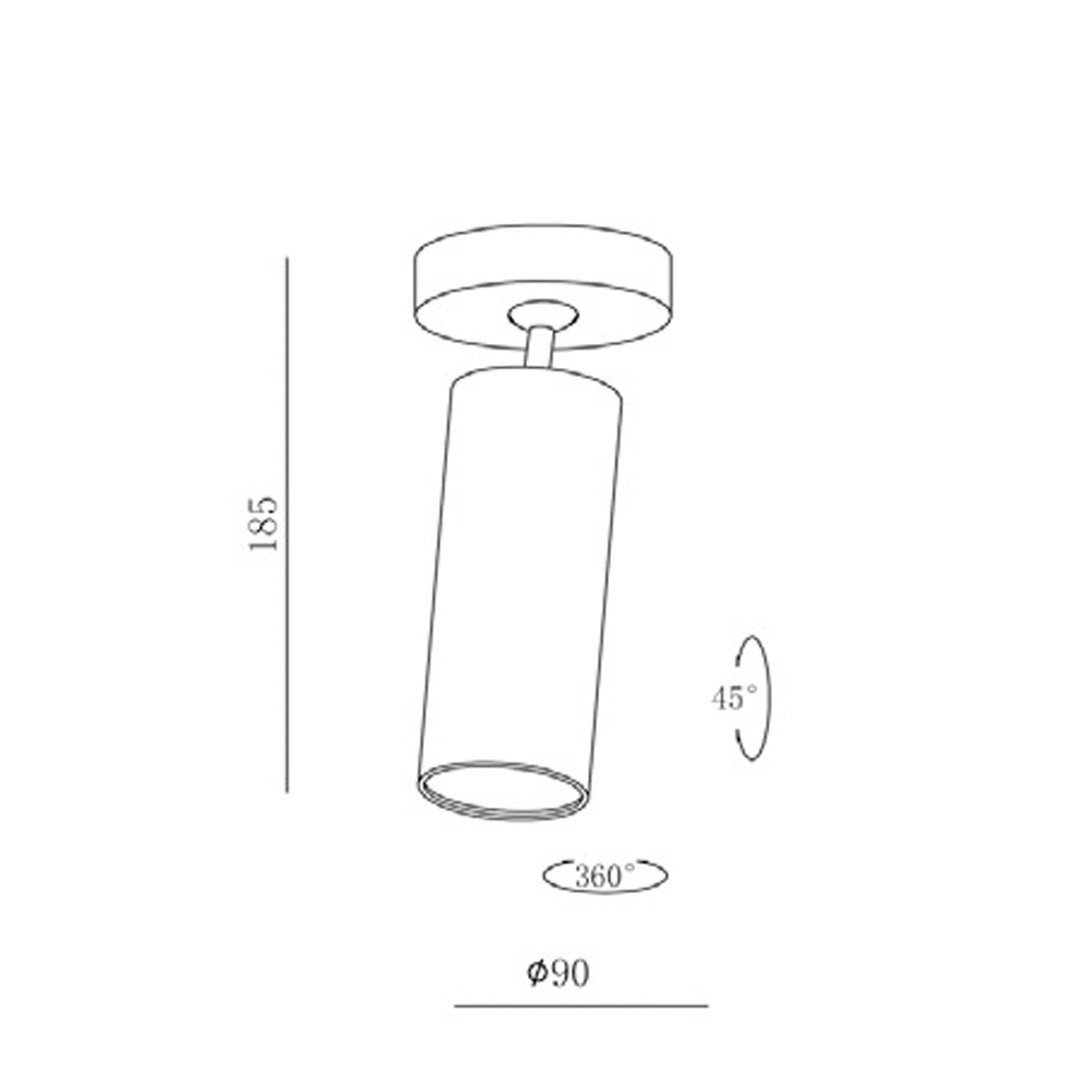 Cilindro orientable blanco mate altura 185mm 
