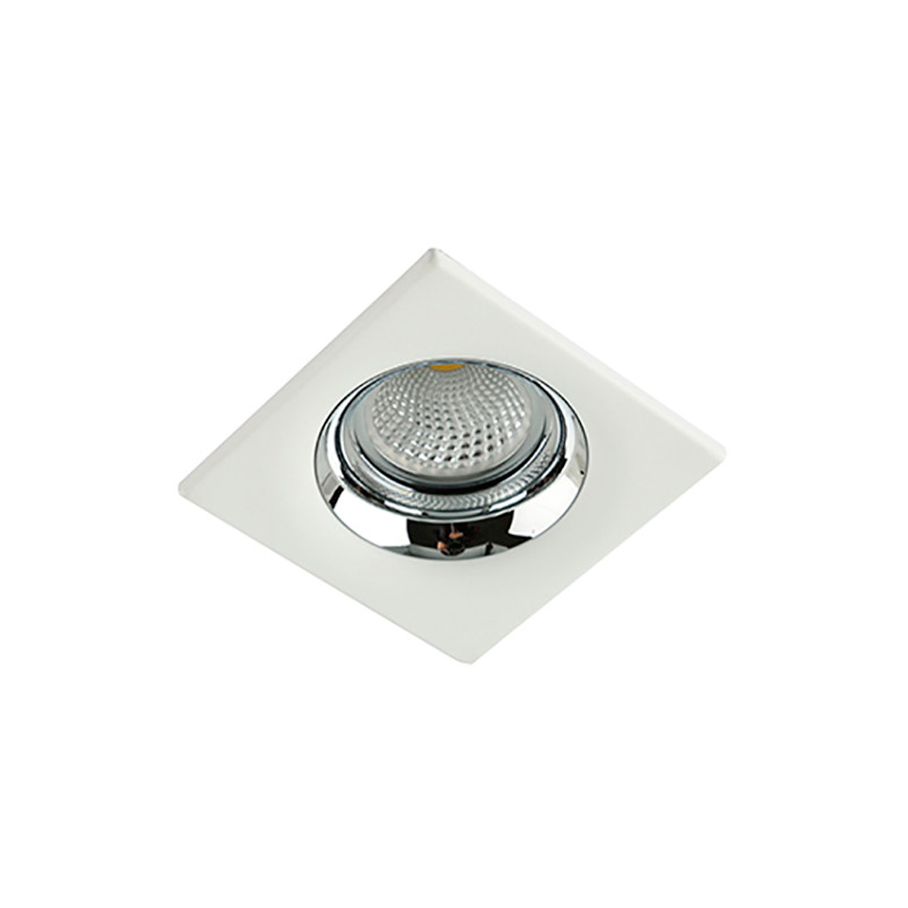 Aro fijo antideslumbrante cuadrado blanco + cromado mate 88x88mm