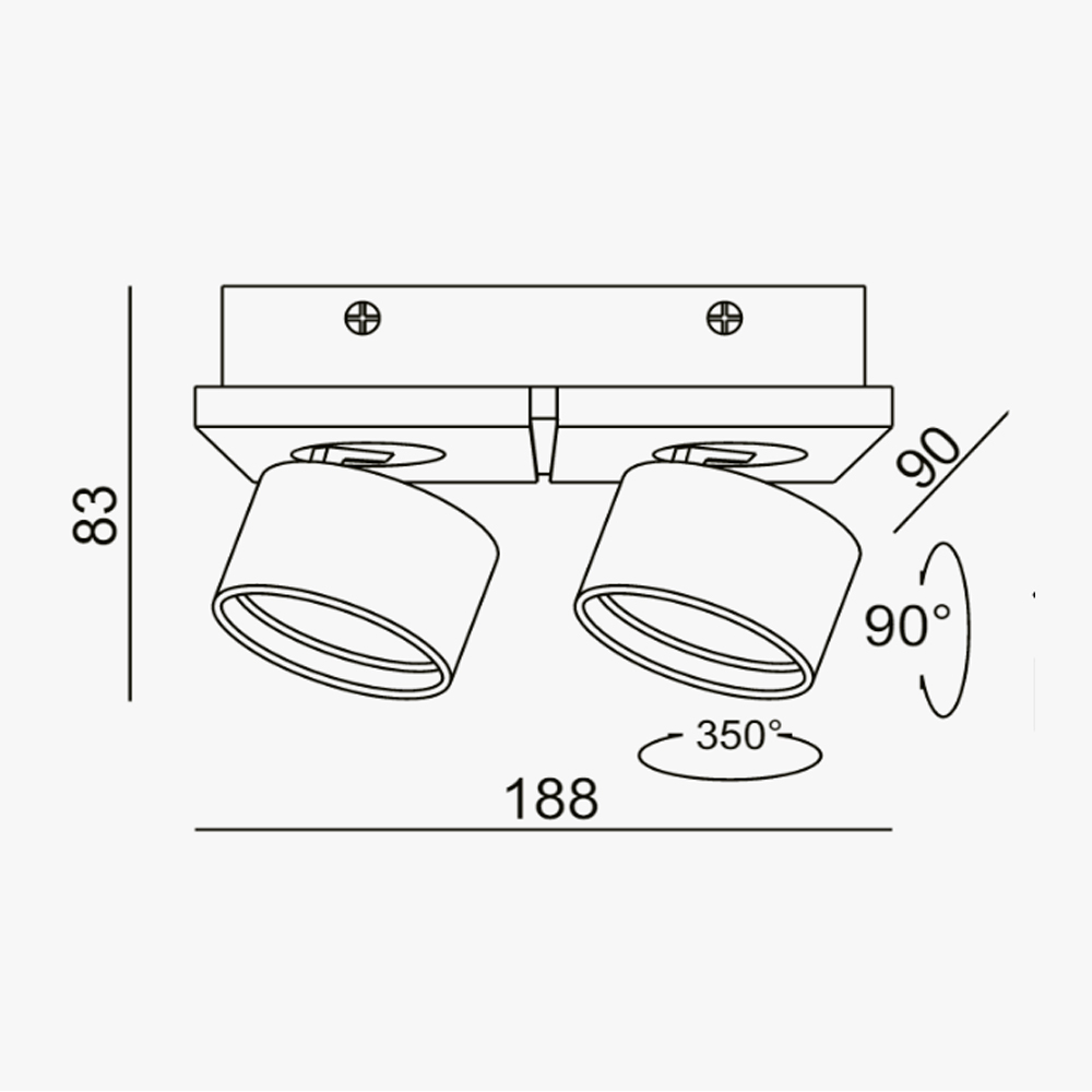 Aplique orientable 10W aluminio cepillado 60º 3000K 2 luces