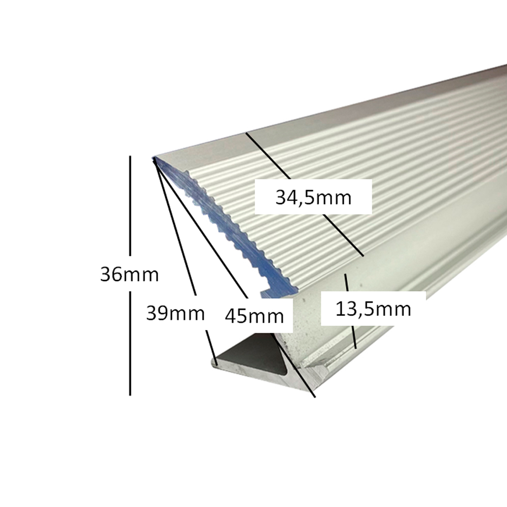 Perfil de Aluminio STAIRS Anodizado 2m para escaleras