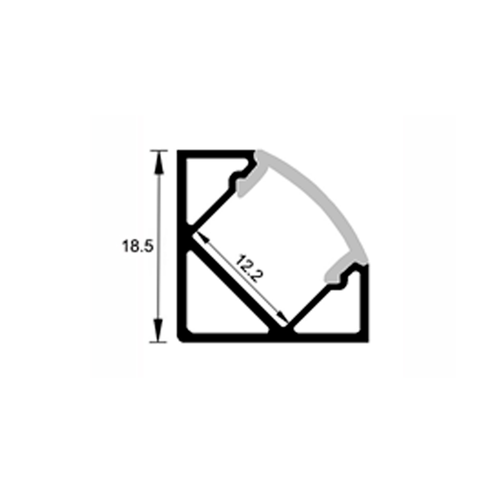 PERFILES DE ALUMINIO PARA TIRAS LED - 10 METROS, ESQUINA, ANODIZADO, IP44