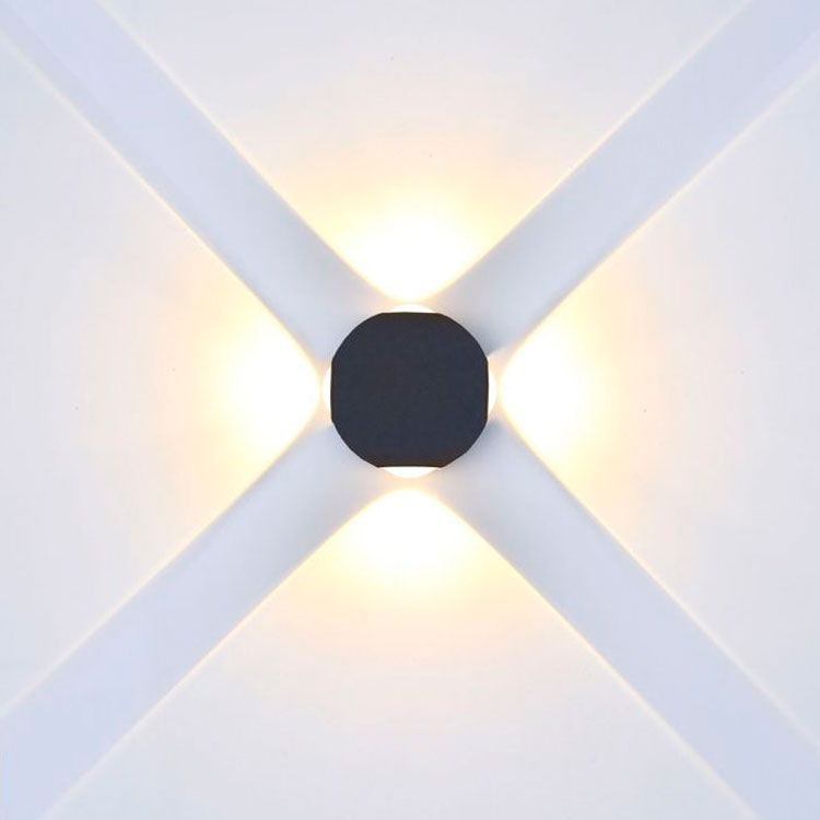 Aplique pared Cross Round IP65 4W Negro