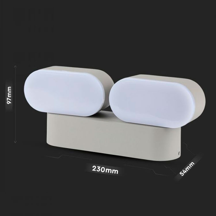 Aplique doble rotatorio Grey 3000K 12W IP65