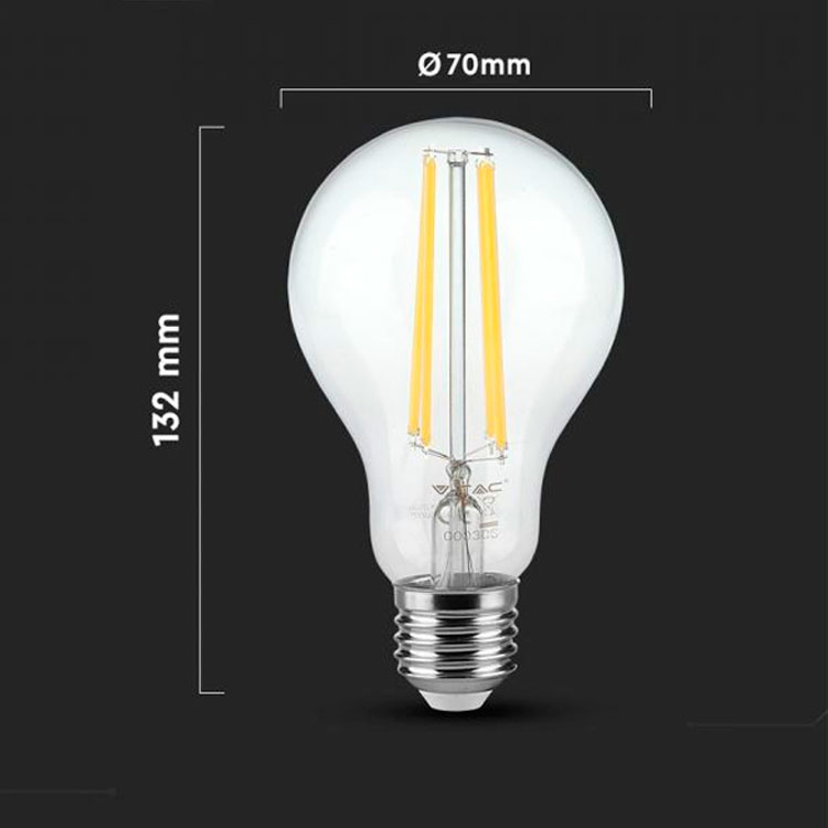 Bombilla LED filamento A70 E27 3000K 12.5W