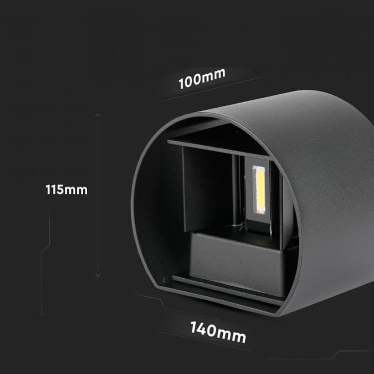 Aplique cilindro negro 3000K 6W IP65