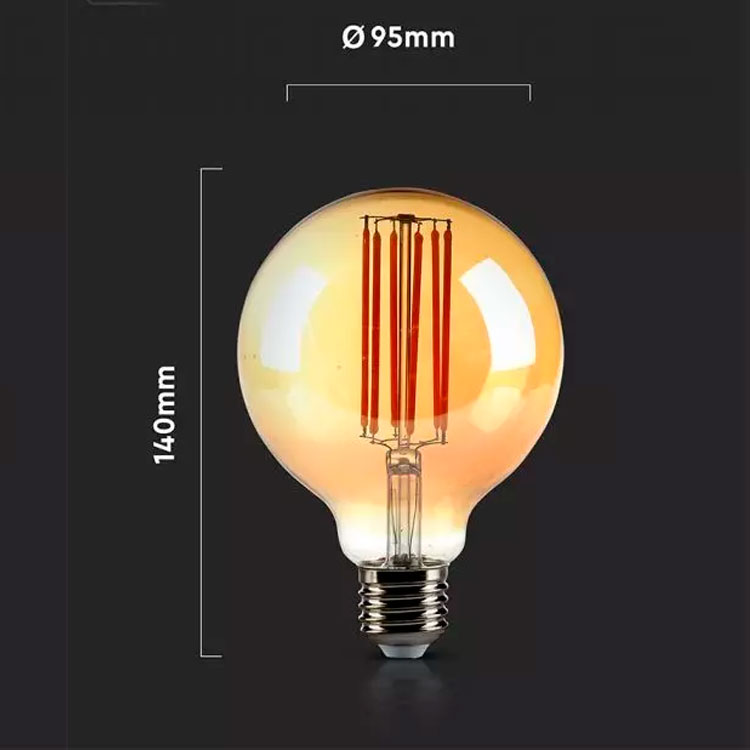 Bombilla globo ámbar cálido 7W dimable G95