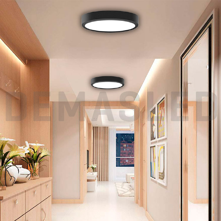 Plafón LED redondo Superficie 18W 1440lm Neutro D-22cm 100-240V. NEGRO