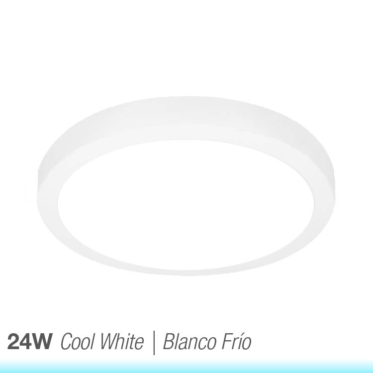 Plafón LED redondo blanco de 30cm, 24W 1920lm Frío, de aplicar