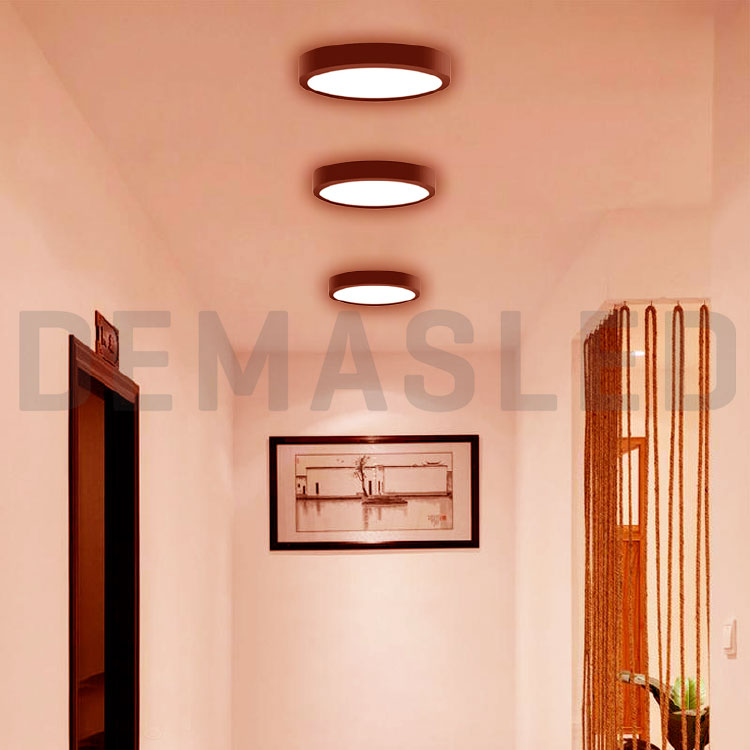 Plafón LED redondo, Superficie 18W 1440lm Cálido D-22cm 100-240V. NEGRO