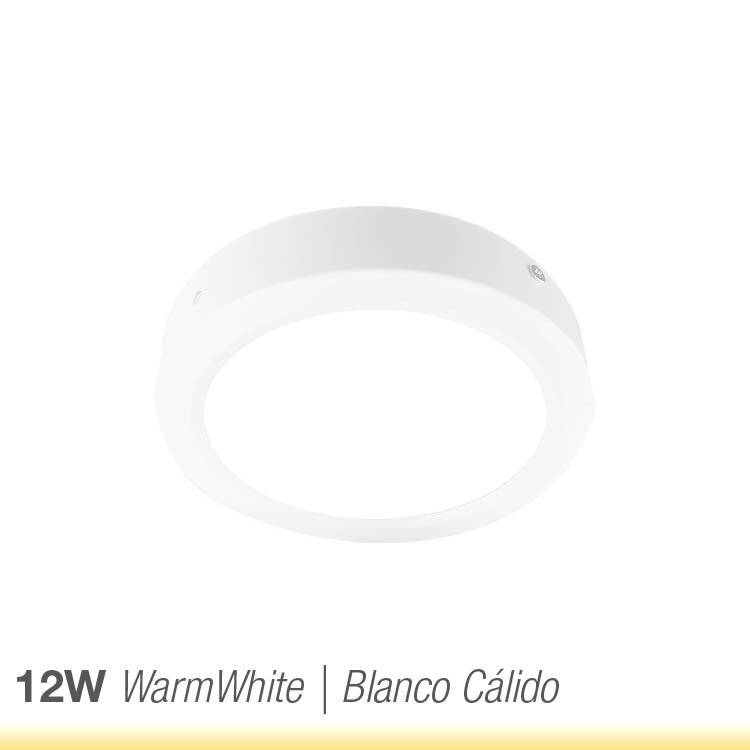 Plafón LED redondo blanco de 17cm 12W 900lm blanco Cálido, aplicar