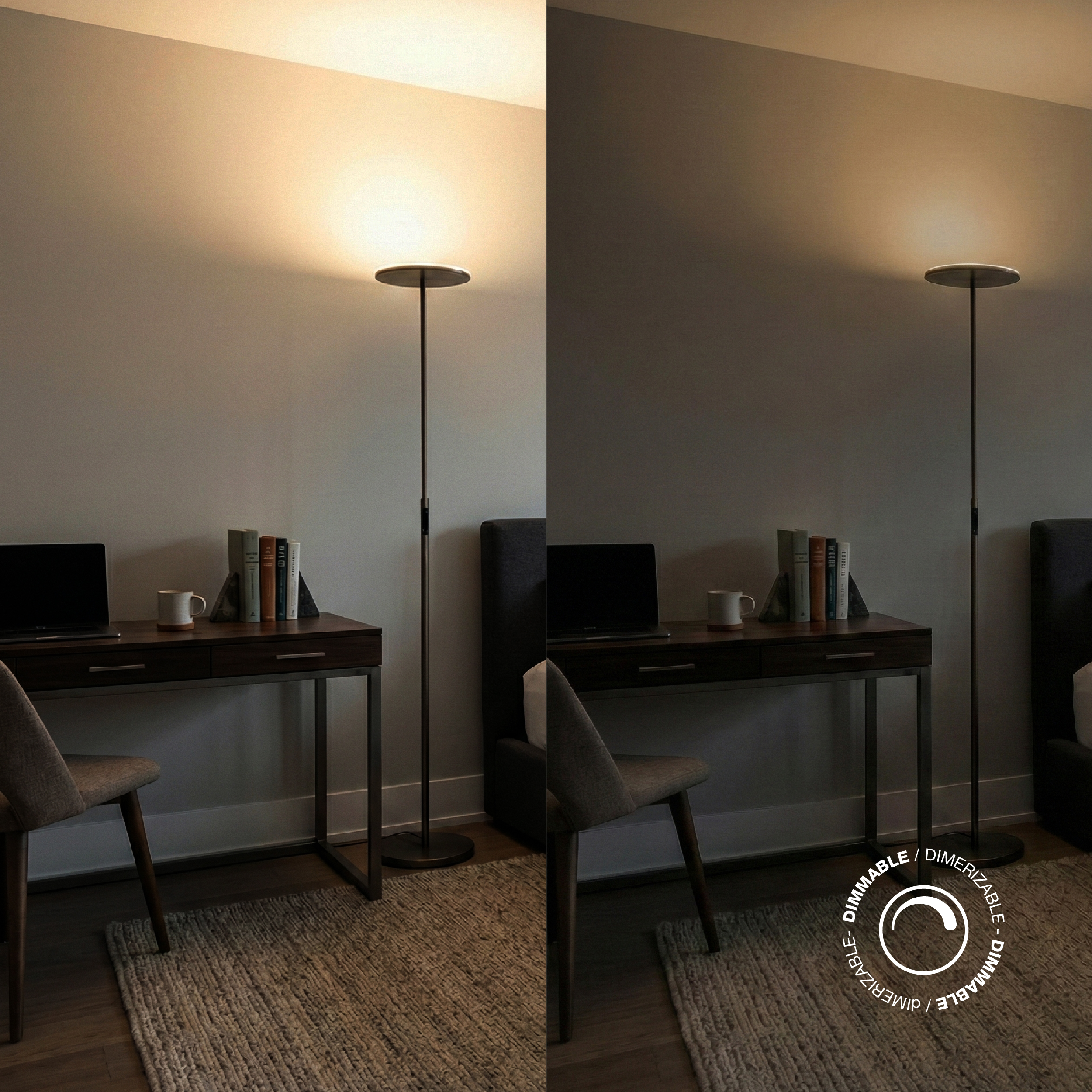 Lámpara de Pie LED Dimerizable Negro Ø300x10mm 30W CCT 1800mm