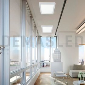 Plafón LED cuadrado blanco de 30x30cm, 24W 1920lm Frío, de aplicar