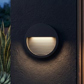 Aplique LED Exterior de Pared Redondo 12cm 6W IP65 Blanco Neutro 220V Negro