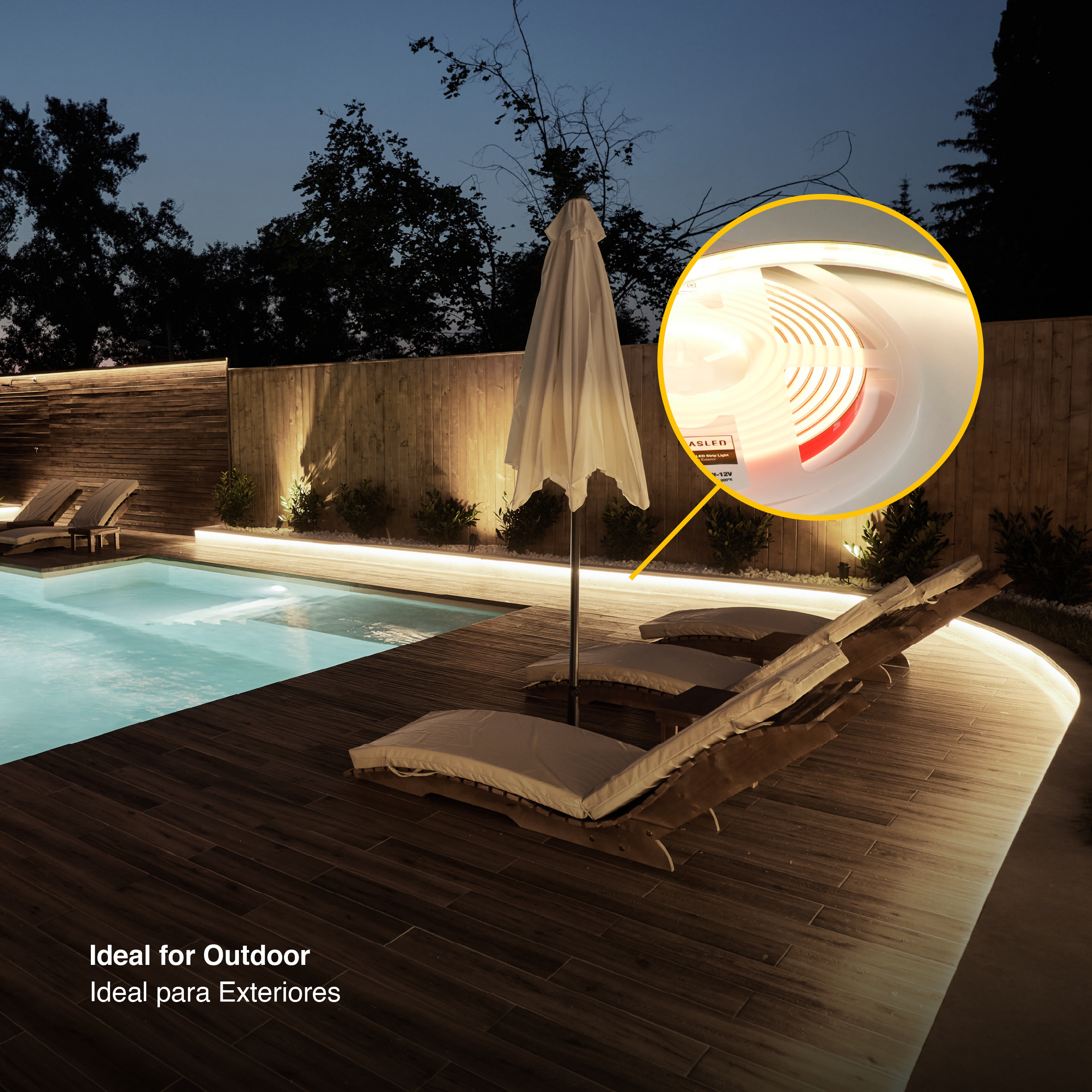 Tira LED COB 12V 11W/m Blanco Neutro 4000ºK 1012lm/m 10mm IP68, 5m
