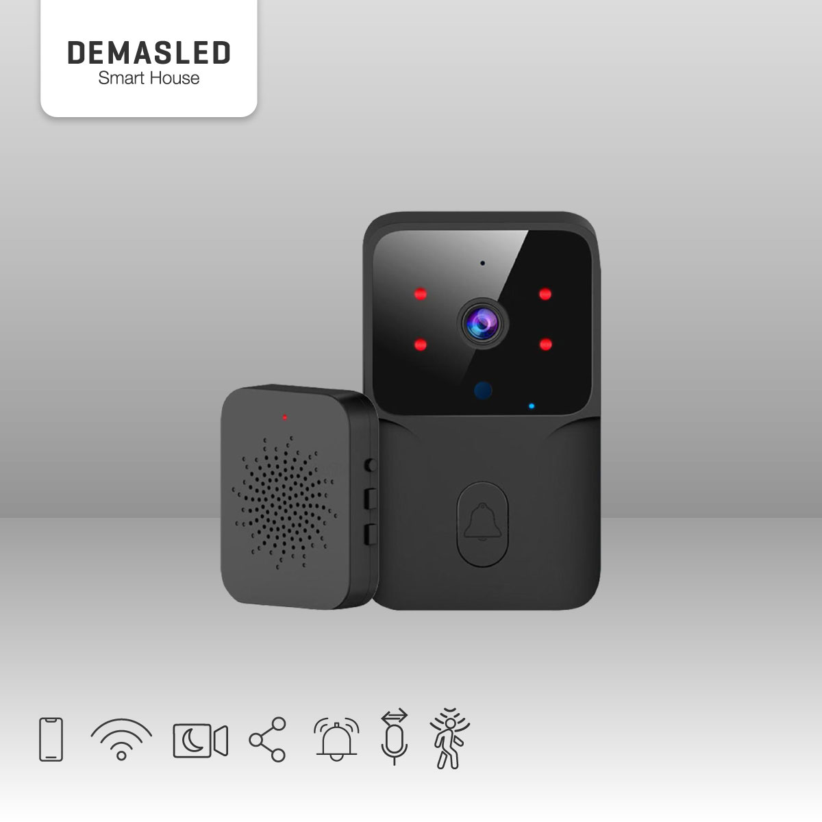 Timbre de Puerta Smart con Cámara 480p, 800mAH