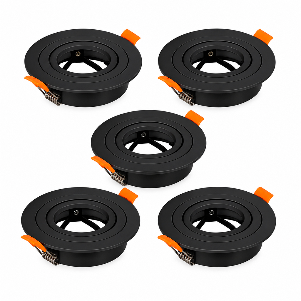 5 unid Spot Negro Ajustable sin soporte para GU10 ø91mm