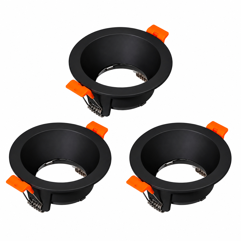 3 unidades Spot Negro Fijo sin soporte para GU10 ø90mm