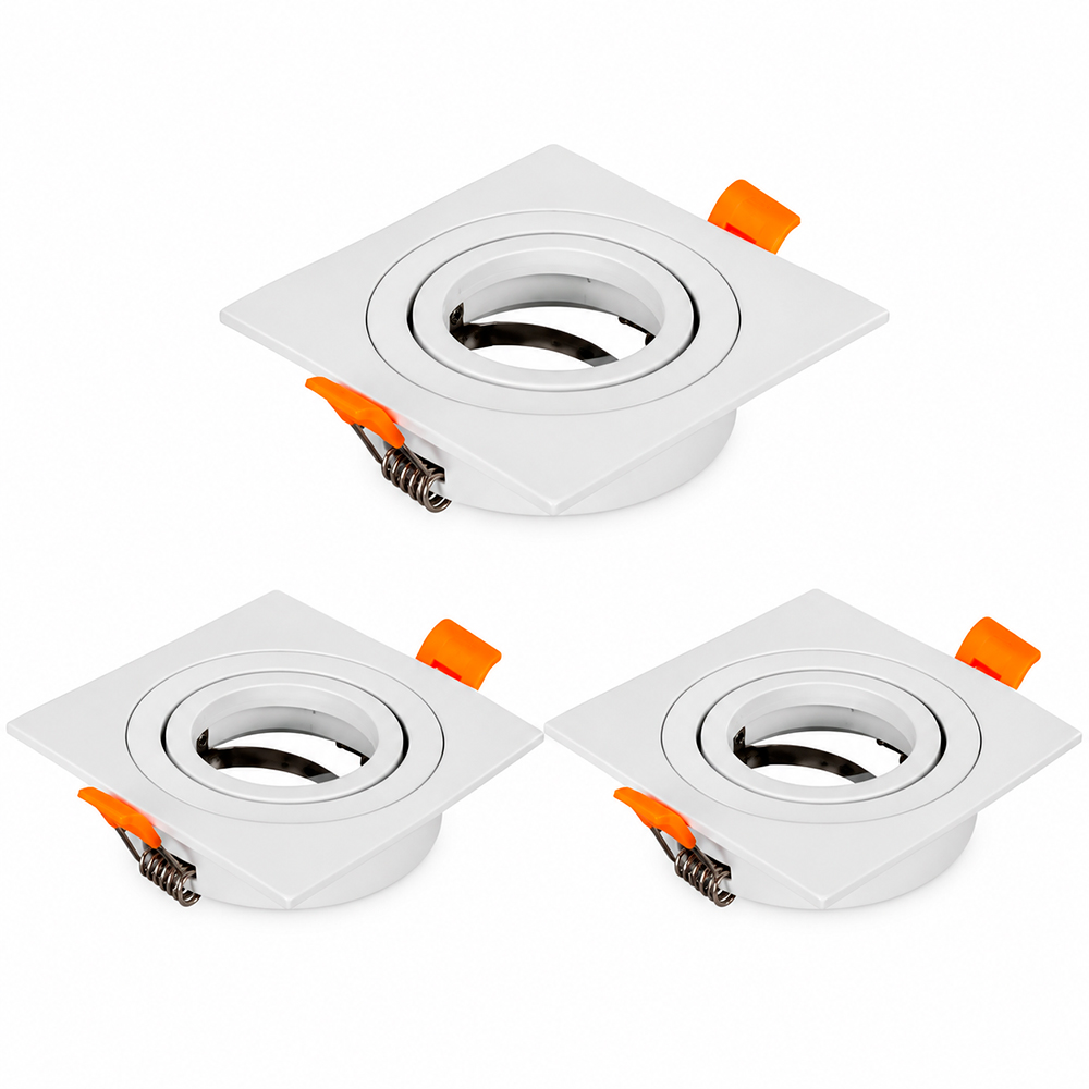 3 unidades Spot Cuadrado Blanco Ajustable GU10 91x91mm