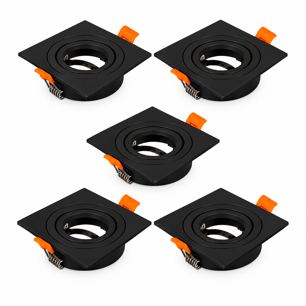 5 unidades Spot Cuadrado Negro Ajustable GU10 91x91mm