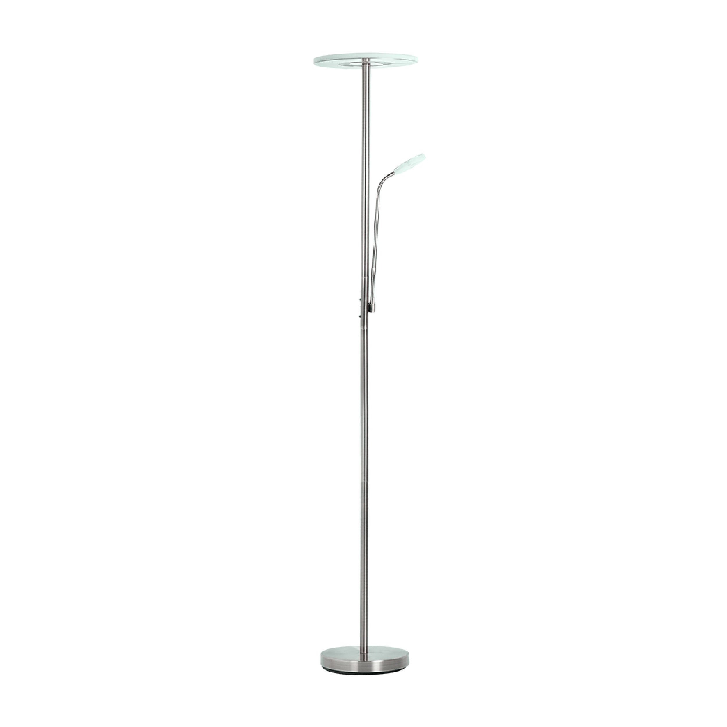 Lámpara de Pie LED con Luz de Lectura Dimerizable Níquel satinado Ø300x16mm 28W CCT 1800mm