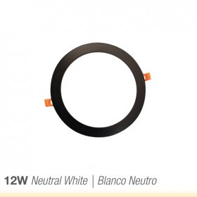 Panel LED Redondo Negro de 17cm, 12W 720lm Neutro, de empotrar