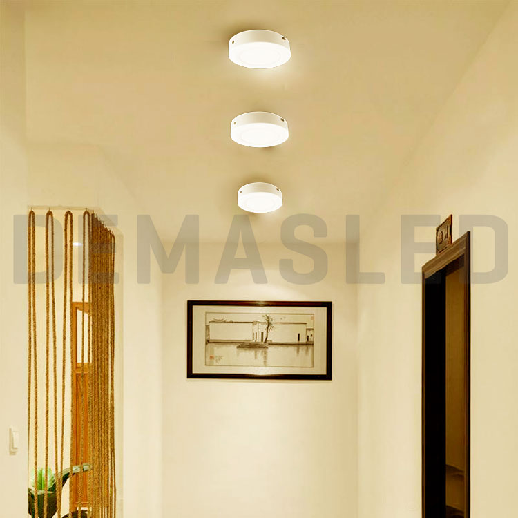 Plafón LED redondo blanco de 12cm, 6W 390lm Cálido, de aplicar