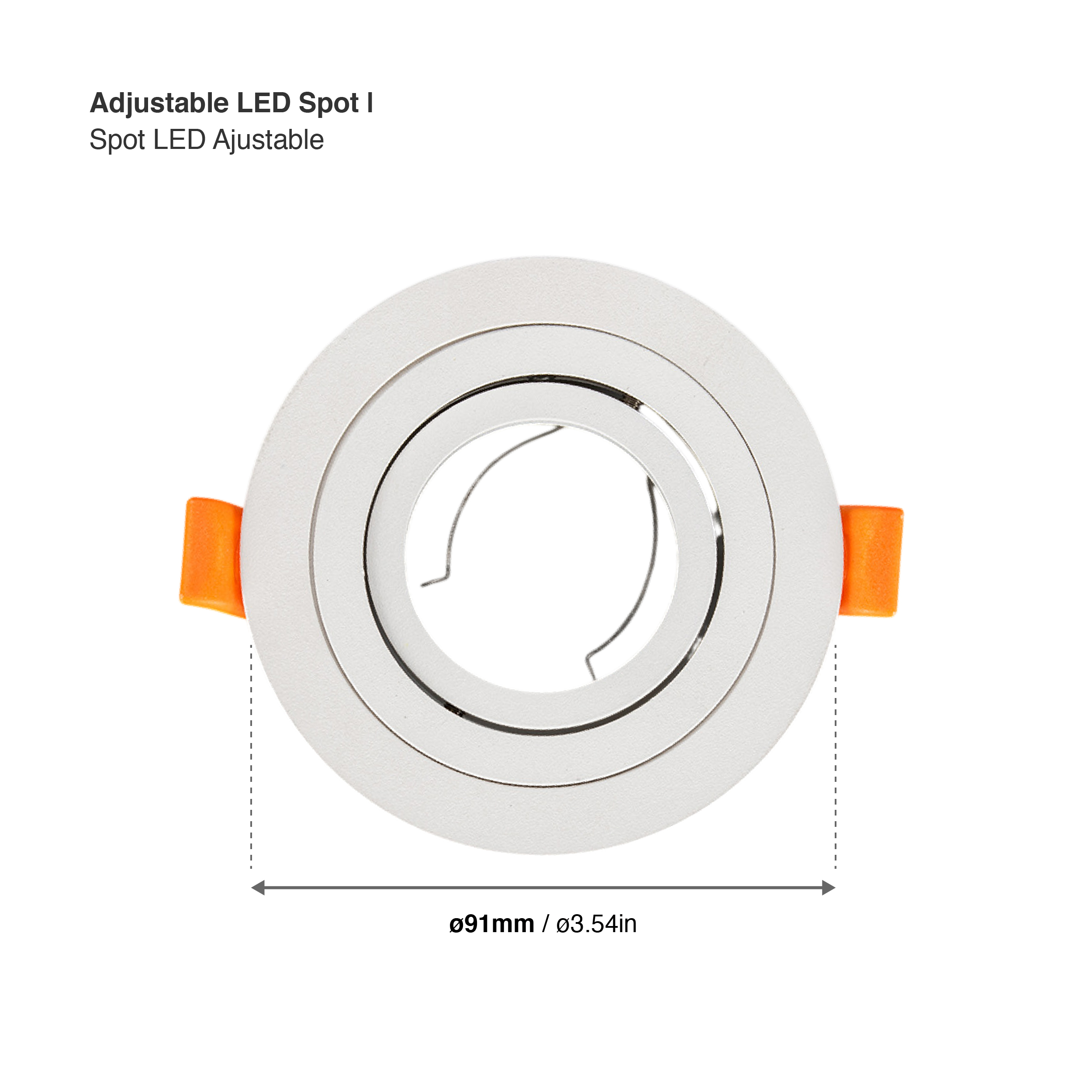 Spot Blanco Ajustable sin soporte para lámpara GU10 ø91mm