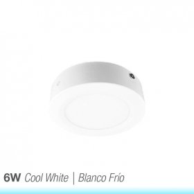 Plafón LED redondo blanco de 12cm, 6W 390lm blanco Frío, aplicar