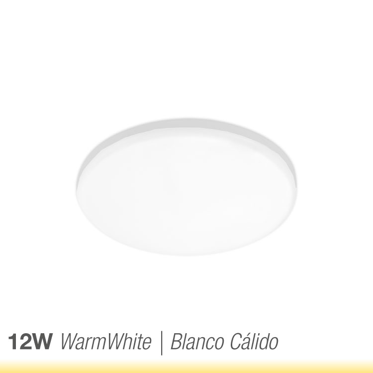 Panel LED redondo AJUSTABLE de 12cm 12W 1020lm Cálido, Empotrar