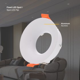 Spot Blanco Fijo sin soporte para lámpara GU10 ø85mm