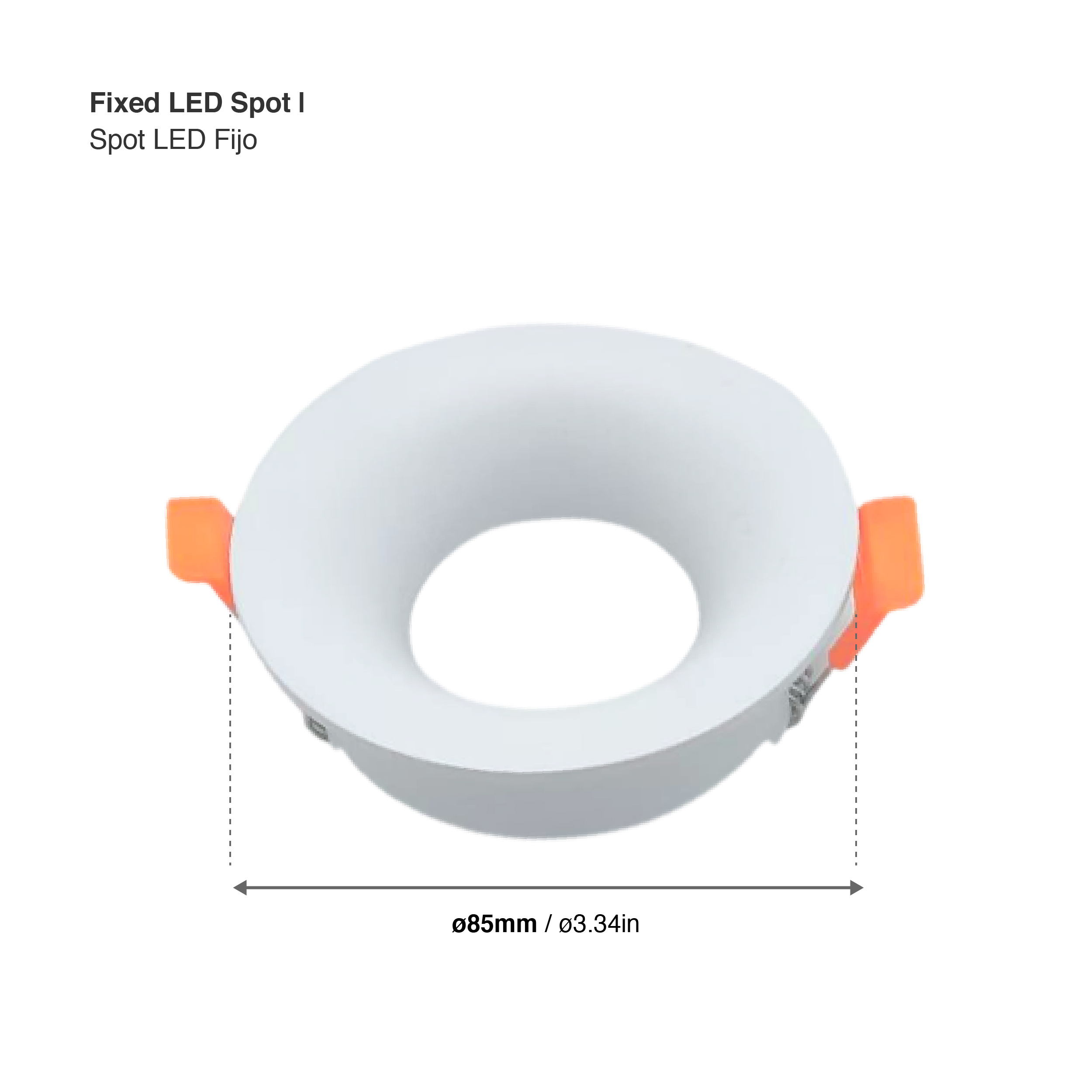 Spot Blanco Fijo sin soporte para lámpara GU10 ø85mm
